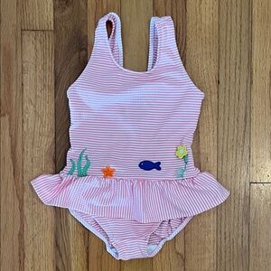 Florence Eiseman Pink Striped One Piece Swimsuit